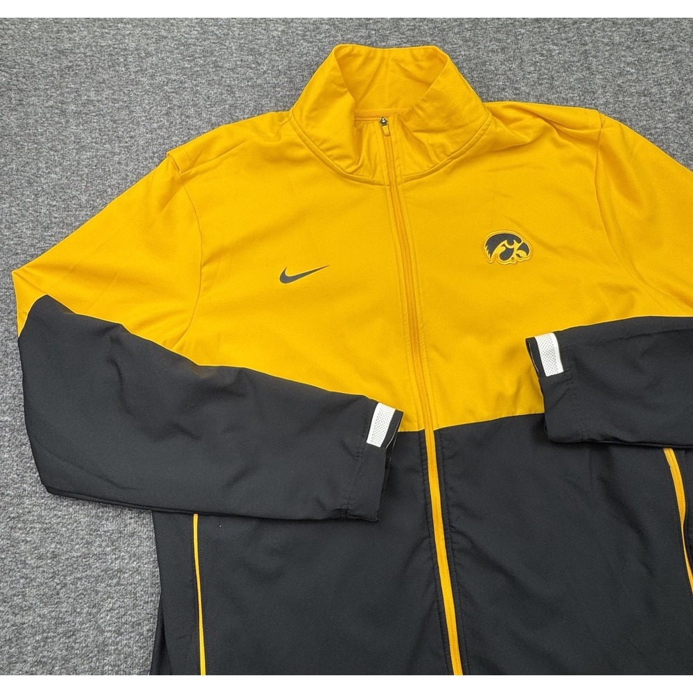Nike Iowa Hawkeyes On-Field Full Zip Jacket Men's Sz Large Black Yellow Vented